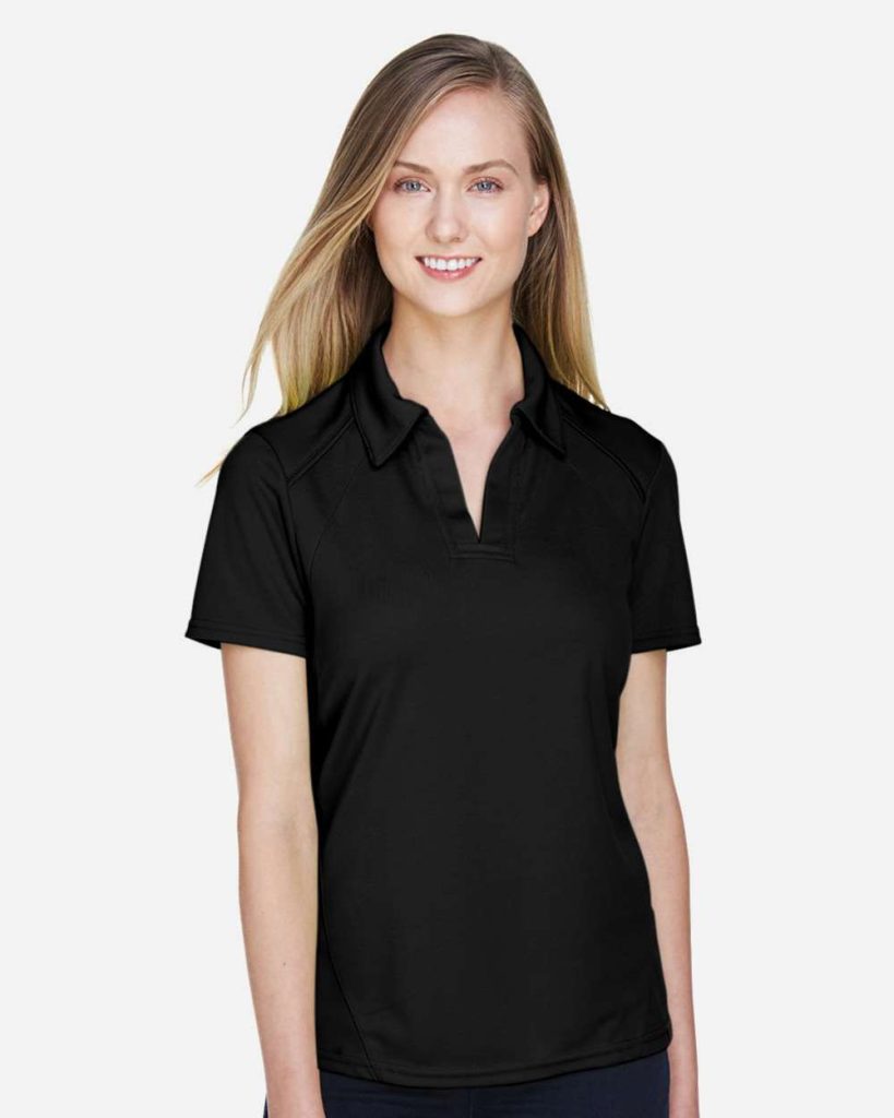 North End Women's Recycled Polyester Performance Pique Polo - Model Front View