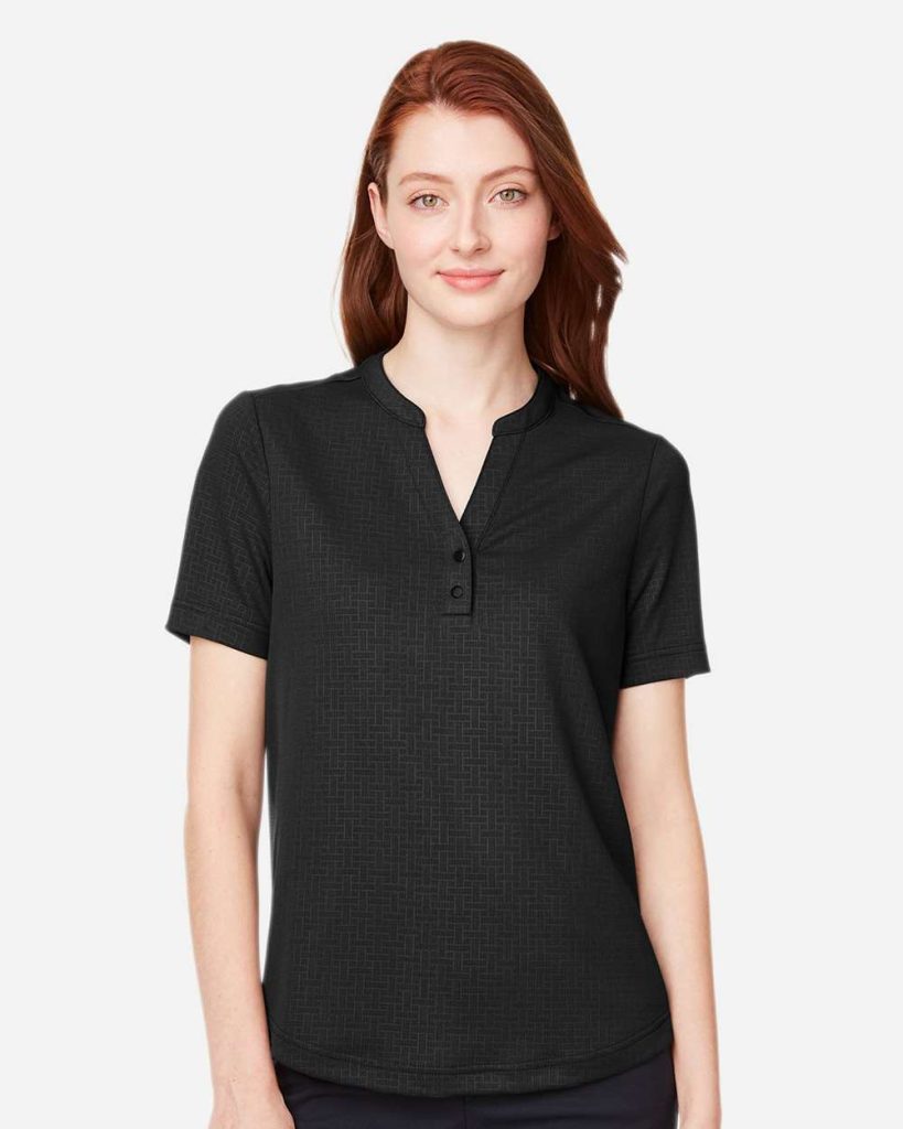 North End Women's Replay Recycled Polo - Model Front View