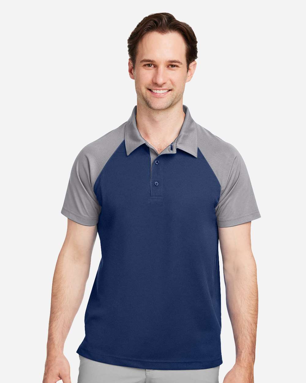 Team 365 Men's Command Snag-Protection Colorblock Polo - Model Front View