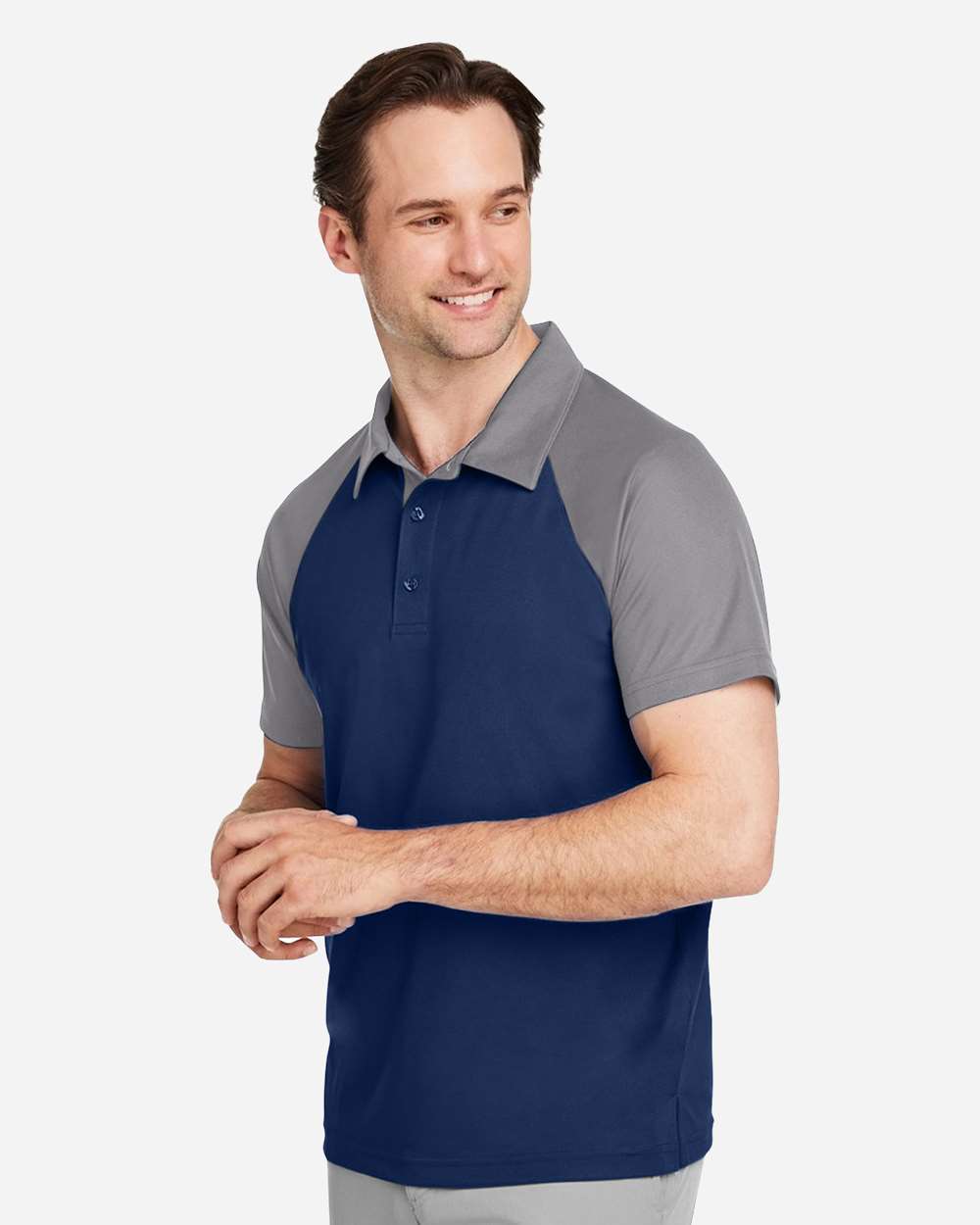 Team 365 Men's Command Snag-Protection Colorblock Polo - Model Side View