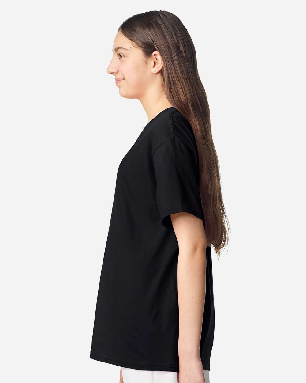 Gildan Youth Light Cotton T-Shirt - Model Side View