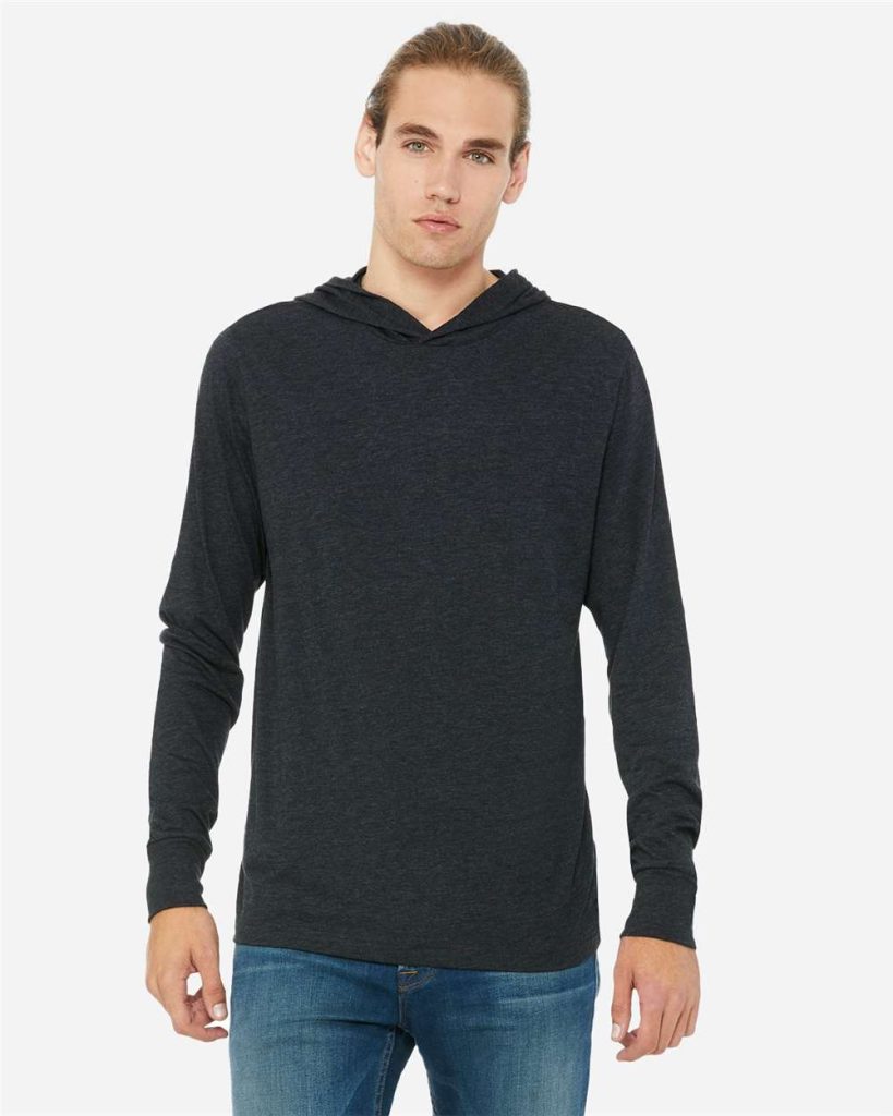 BELLA + CANVAS Unisex Jersey Hooded Long Sleeve Tee - Model Front View