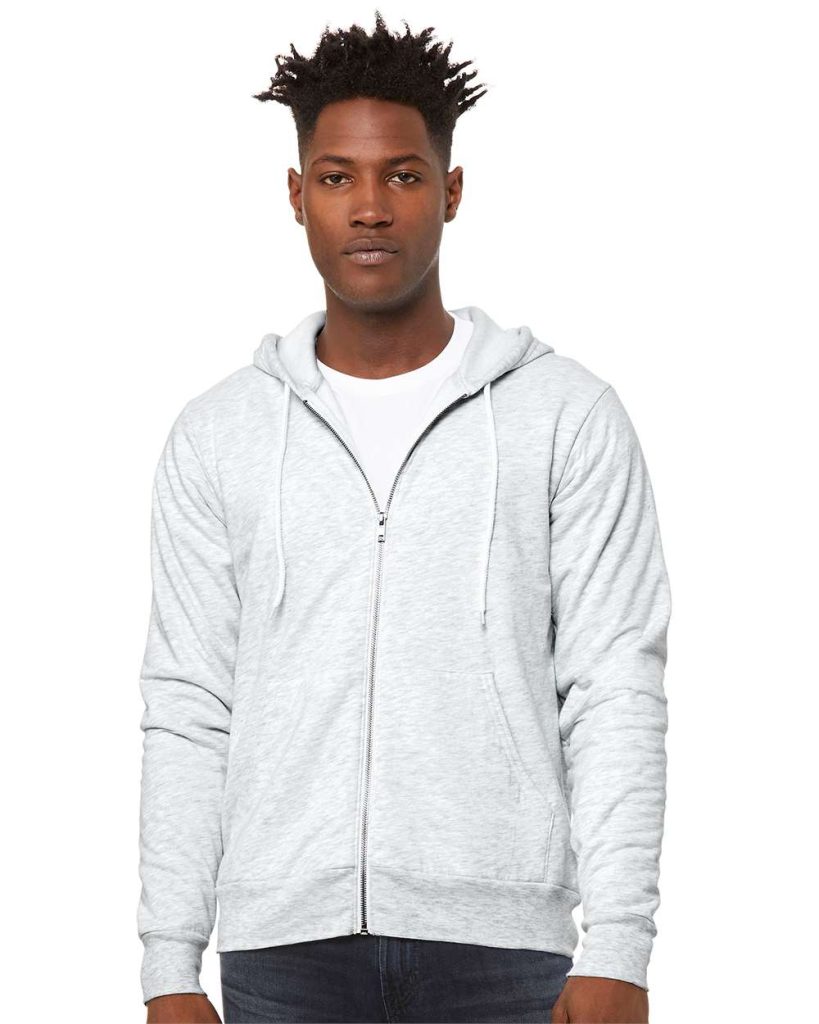 BELLA + CANVAS Unisex Sponge Fleece Full-Zip Hoodie Sweatshirt - Model Front View