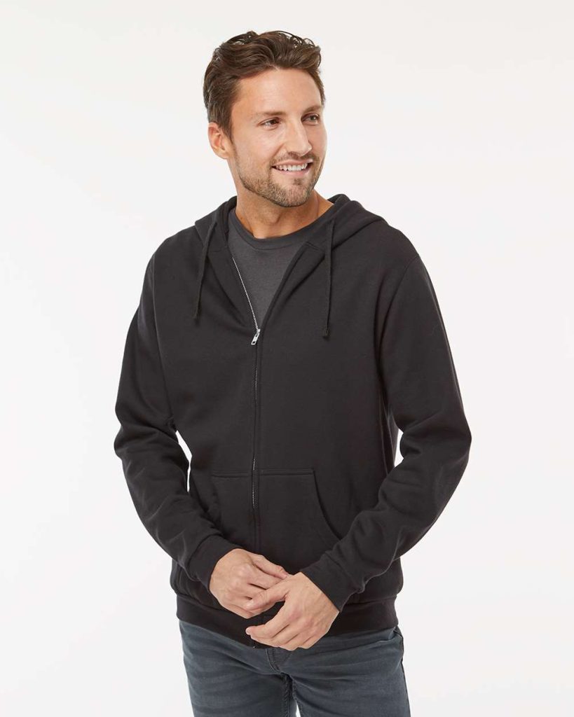 M&O Unisex Zipper Fleece Hoodie - Model Front View