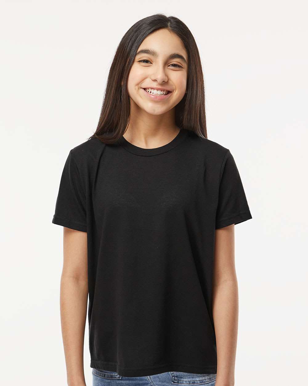 M&O Youth Deluxe Blend T-Shirt - Model Front View