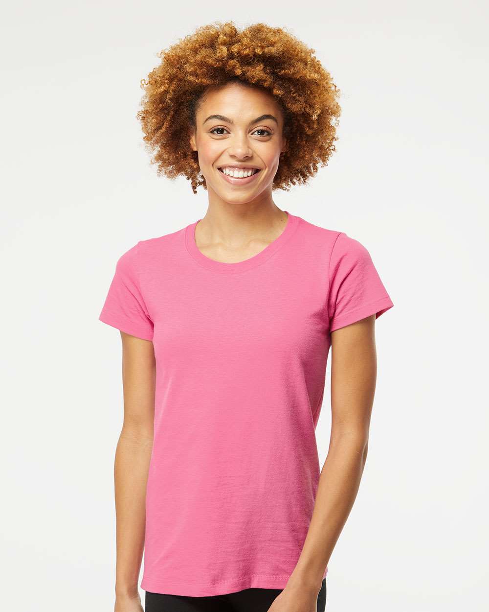 M&O Women's Gold Soft Touch T-Shirt - Model Front View