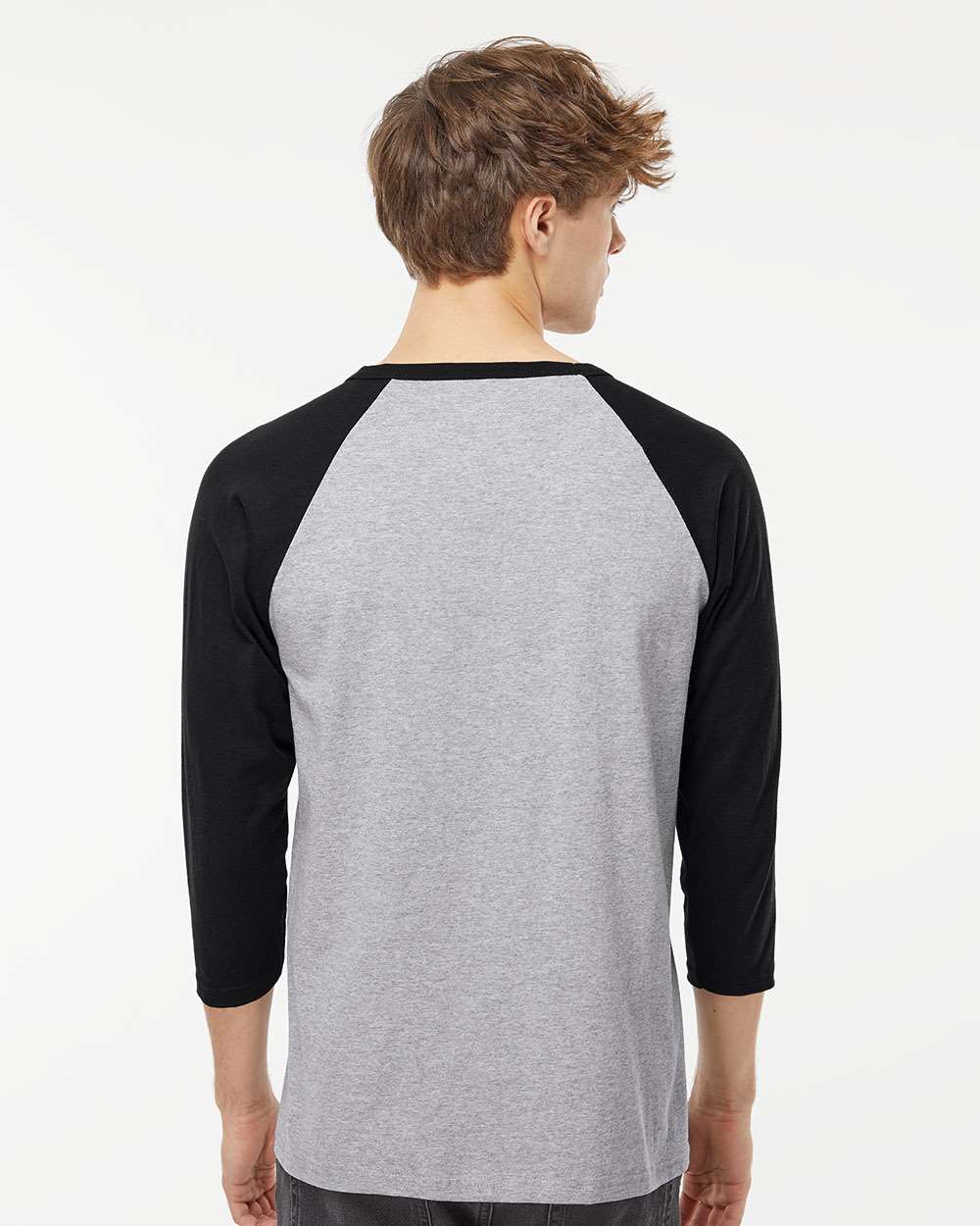 M&O Raglan Three-Quarter Sleeve Baseball T-Shirt - Model Back View