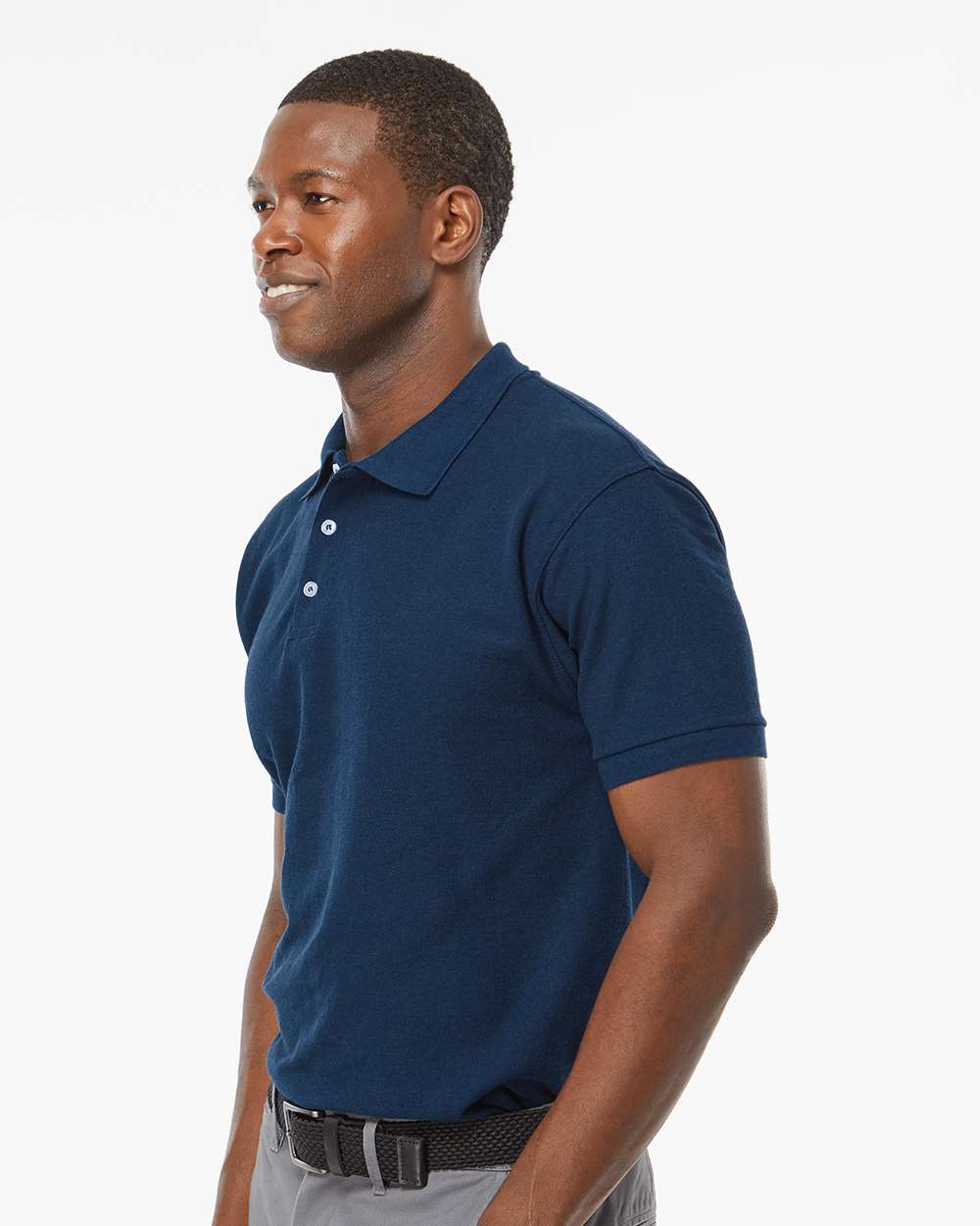 M&O Soft Touch Polo - Model Side View
