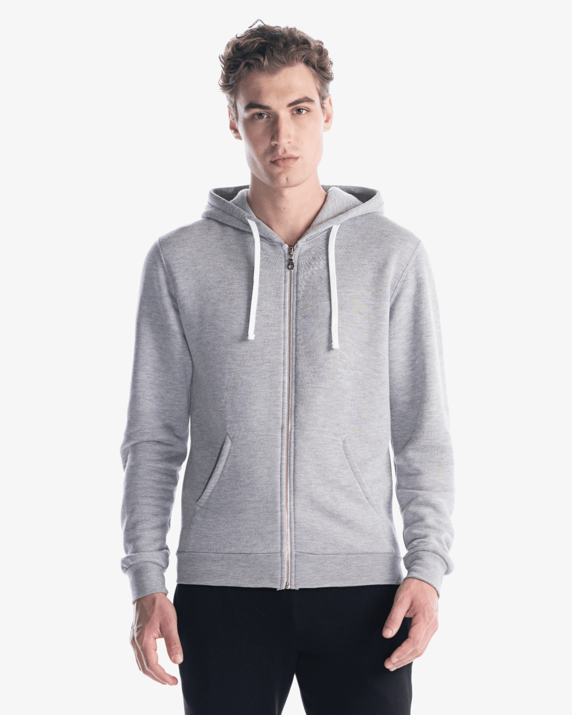 Jerico Unisex Three-End Bamboo Full Zip Hooded Sweatshirt - Front View
