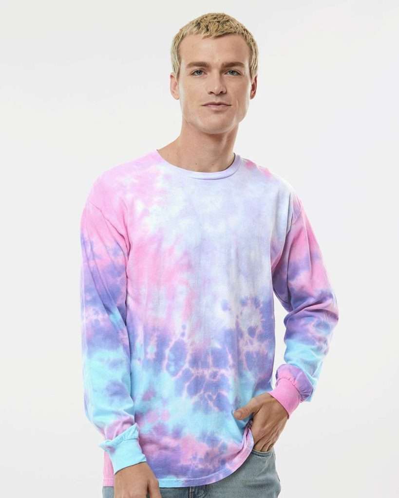 Colortone Unisex Tie-Dyed Long Sleeve T-Shirt - Model Front View