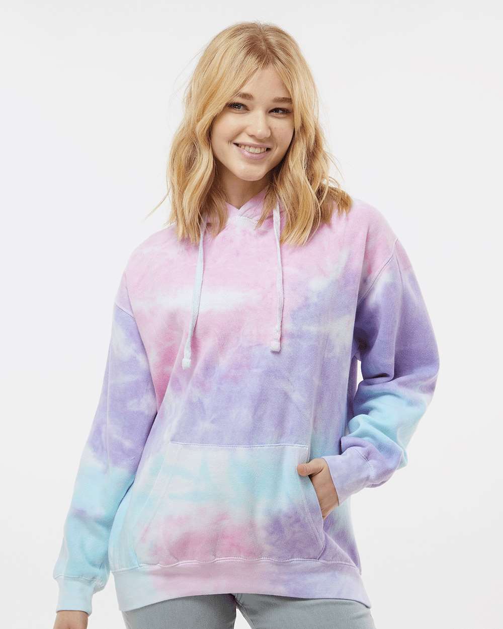 Colortone Unisex Tie-Dyed Hooded Sweatshirt - Model Front View