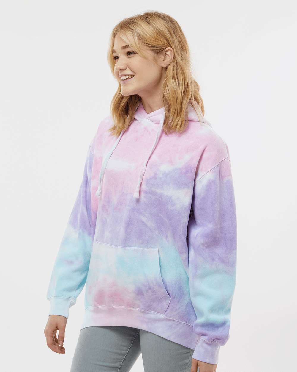 Colortone Unisex Tie-Dyed Hooded Sweatshirt - Model Side View
