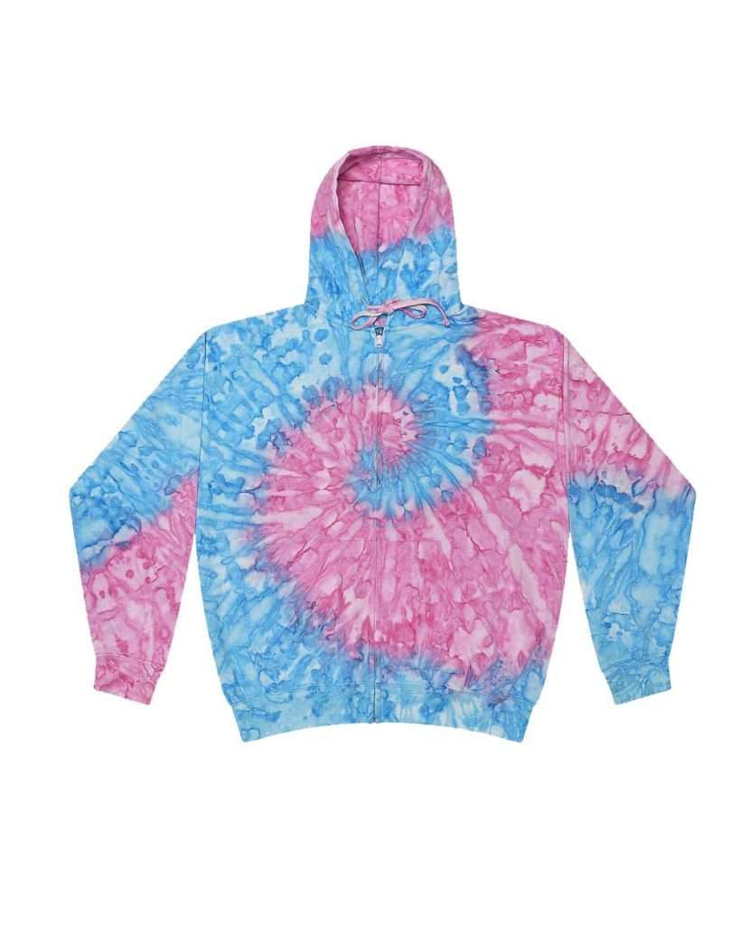 Colortone Unisex Tie-Dyed Full-Zip Hooded Sweatshirt - Front View