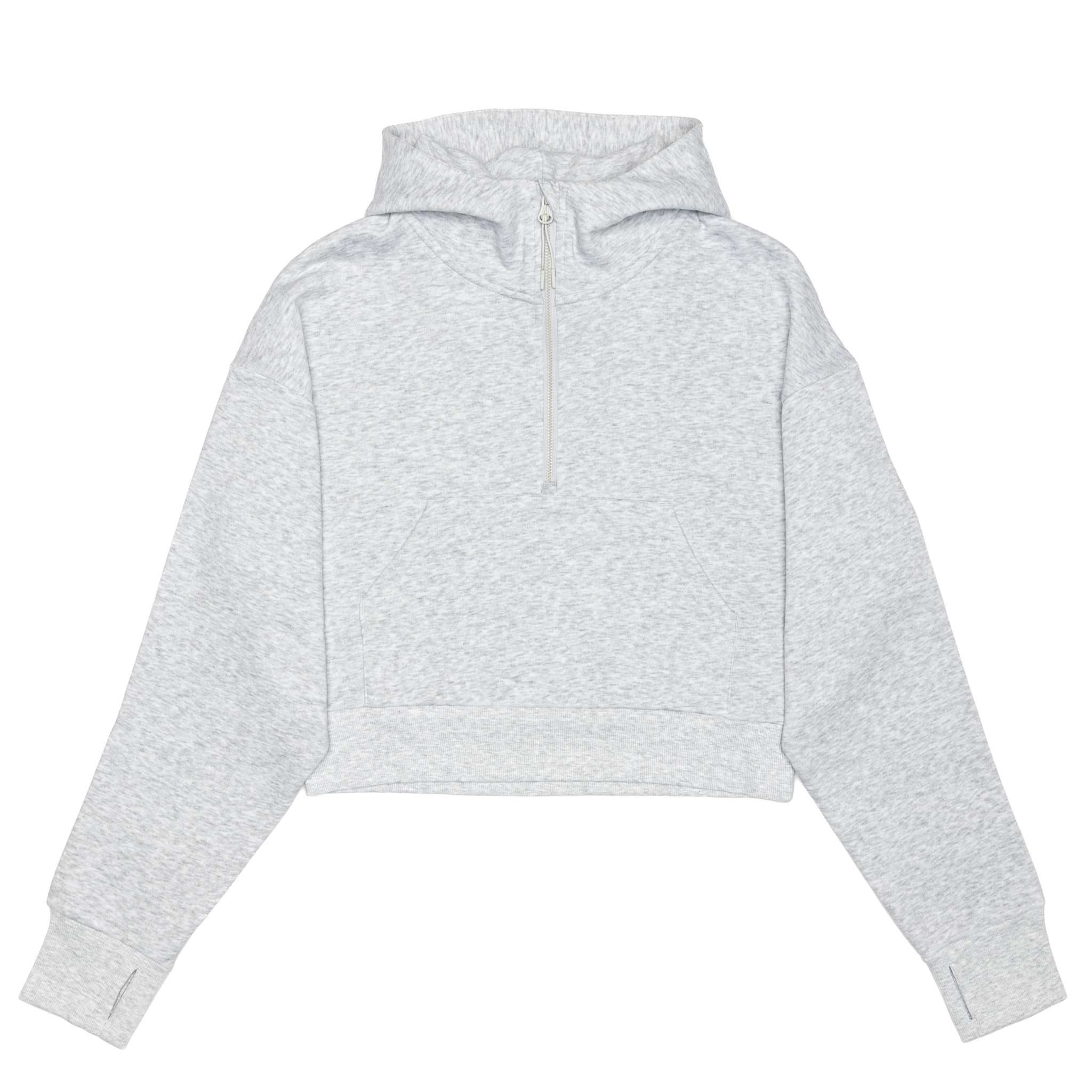 Just Like Hero Cropped Drop Shoulder 1/2 Zip Hoodie - Front View