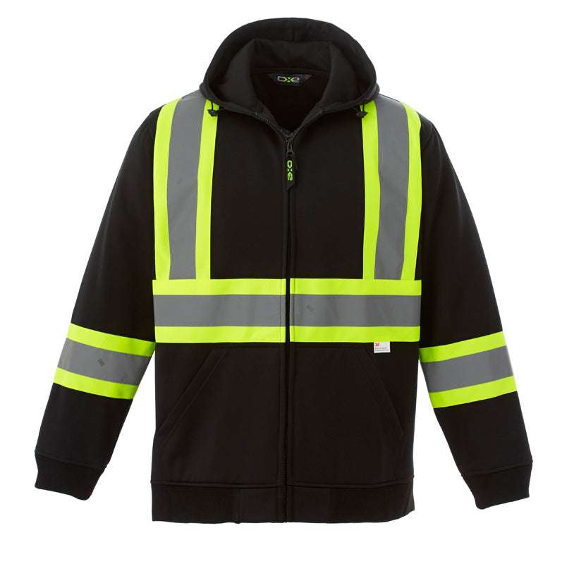 CX2 Hivis Hi-Vis Full Zip Hooded Sweatshirt - Front View