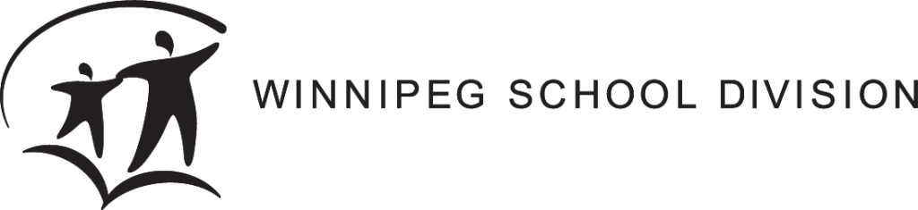 Winnipeg School Division logo, two figures under an arc beside the division name